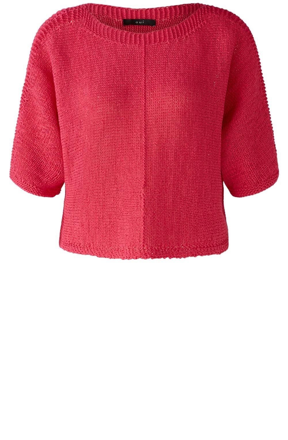 Pink Linen Blend Ribbon Knit Top
