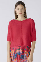 Pink Linen Blend Ribbon Knit Top