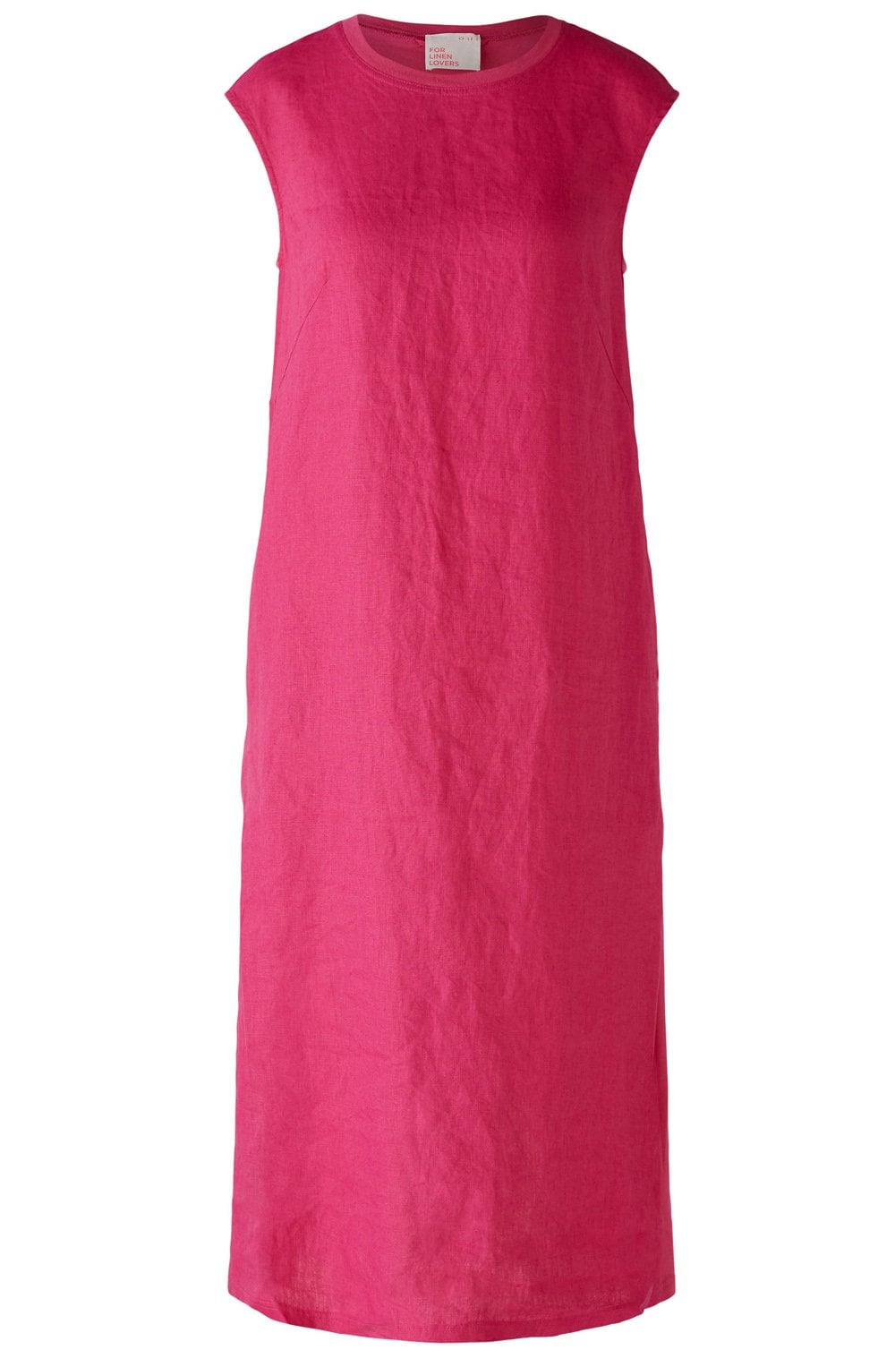 Pink Linen Cotton Patch Midi Dress