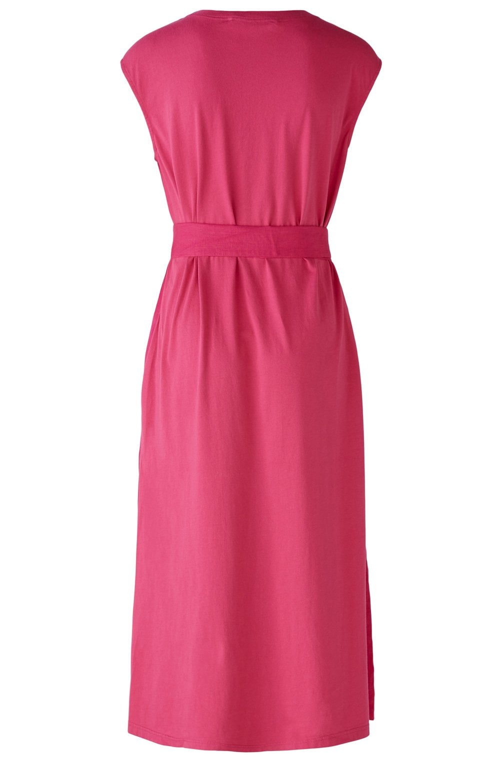 Pink Linen Cotton Patch Midi Dress
