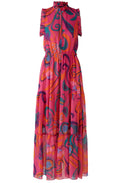 Pink Orange Chiffon Maxi Dress