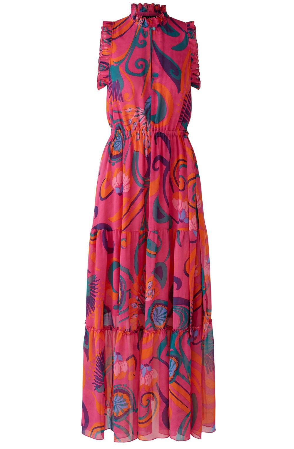 Pink Orange Chiffon Maxi Dress