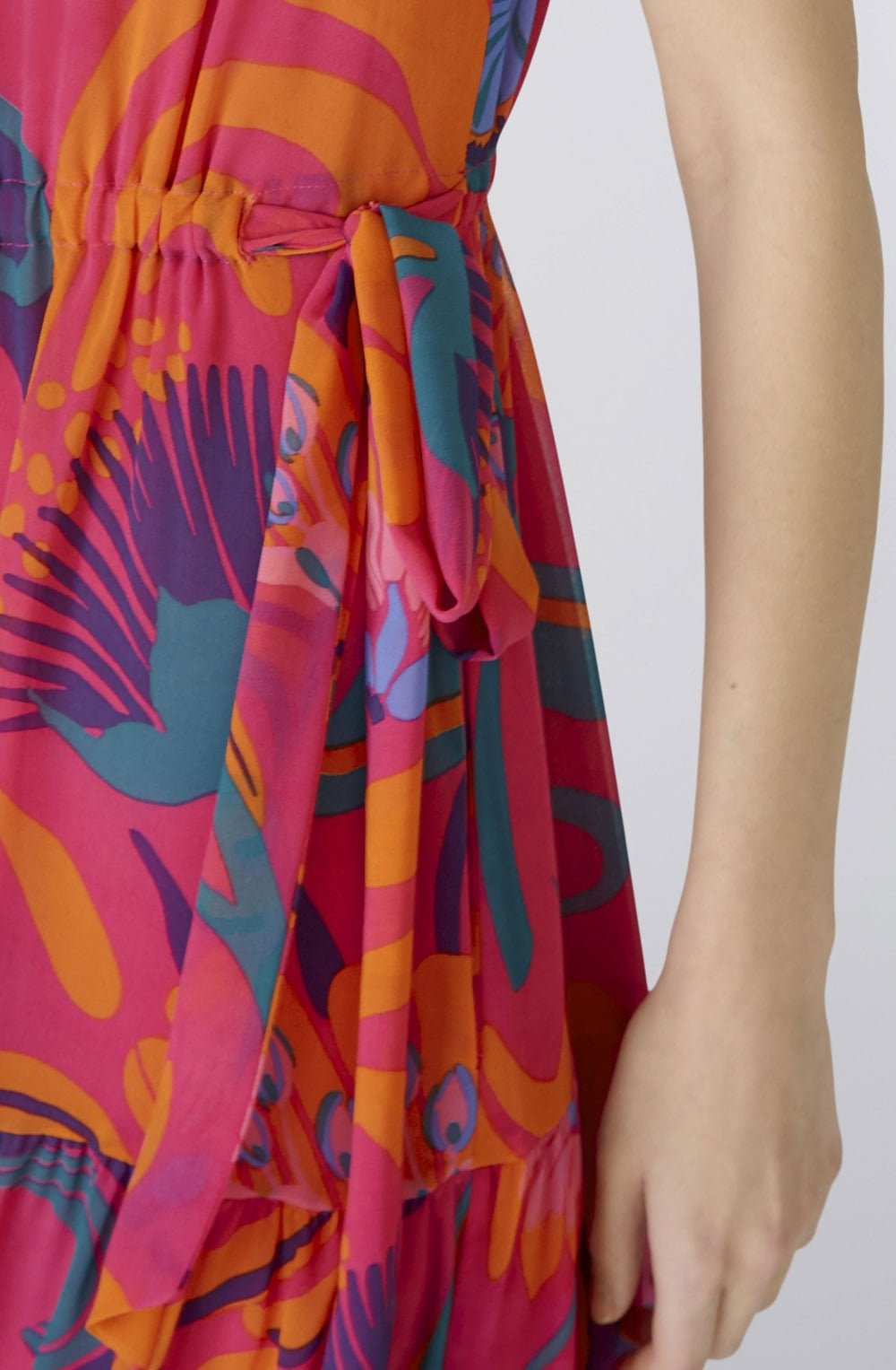 Pink Orange Chiffon Maxi Dress