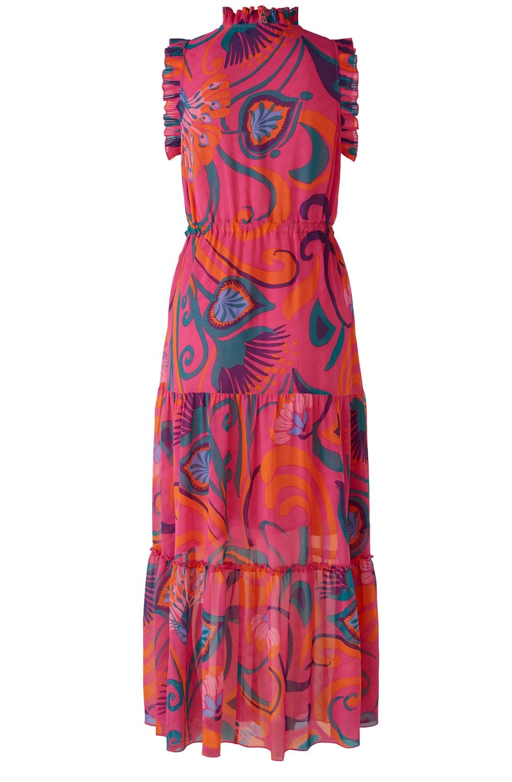 Pink Orange Chiffon Maxi Dress