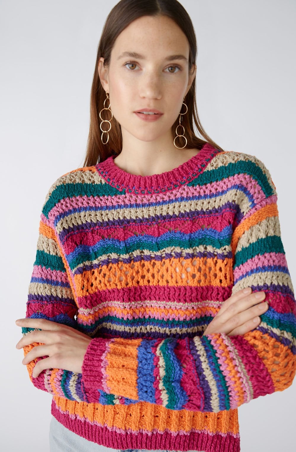 Pink Orange Elaborate Knit Jumper