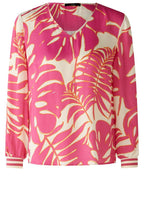 Pink Palm Leaf Silky Blouse