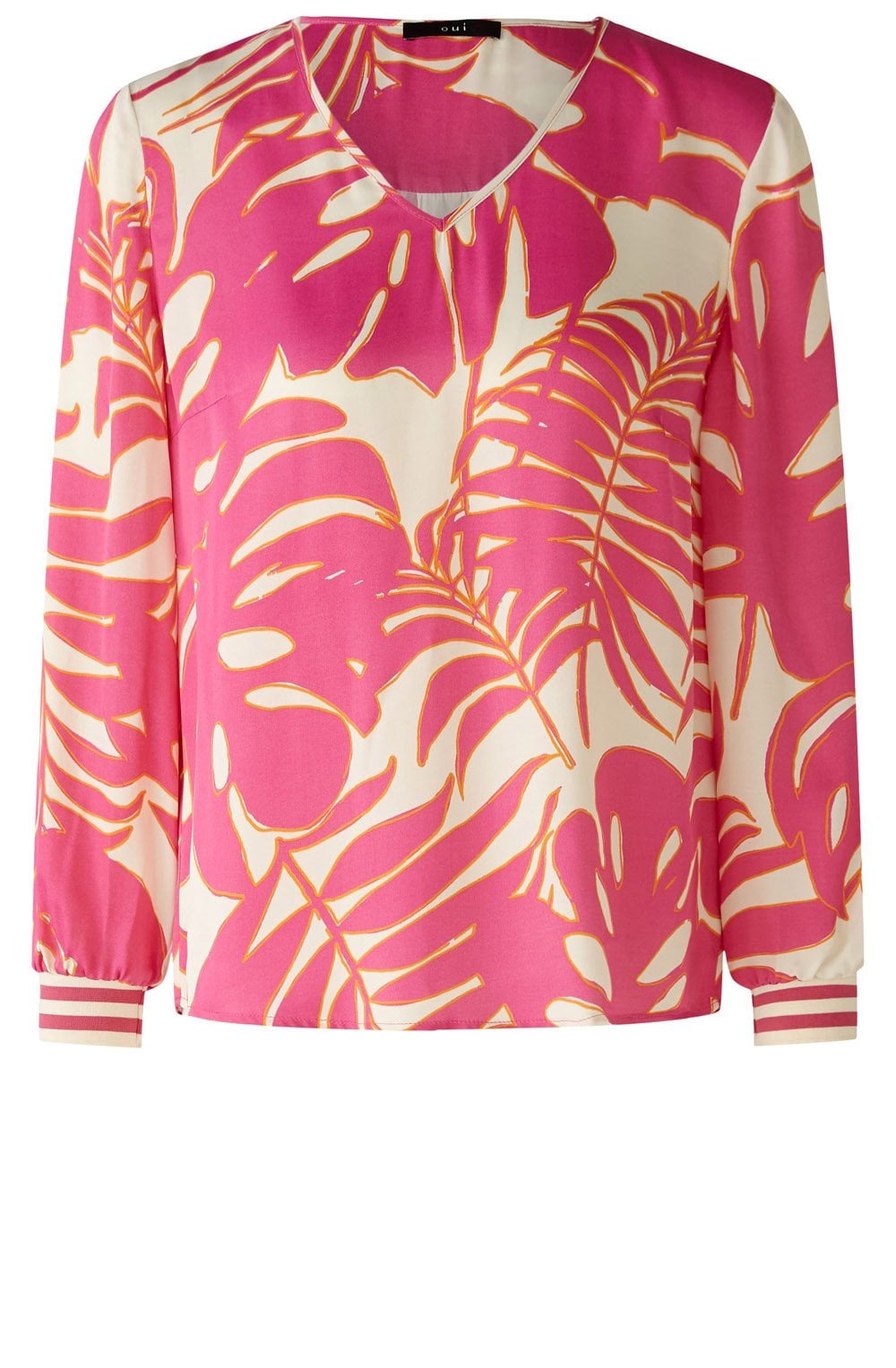 Pink Palm Leaf Silky Blouse