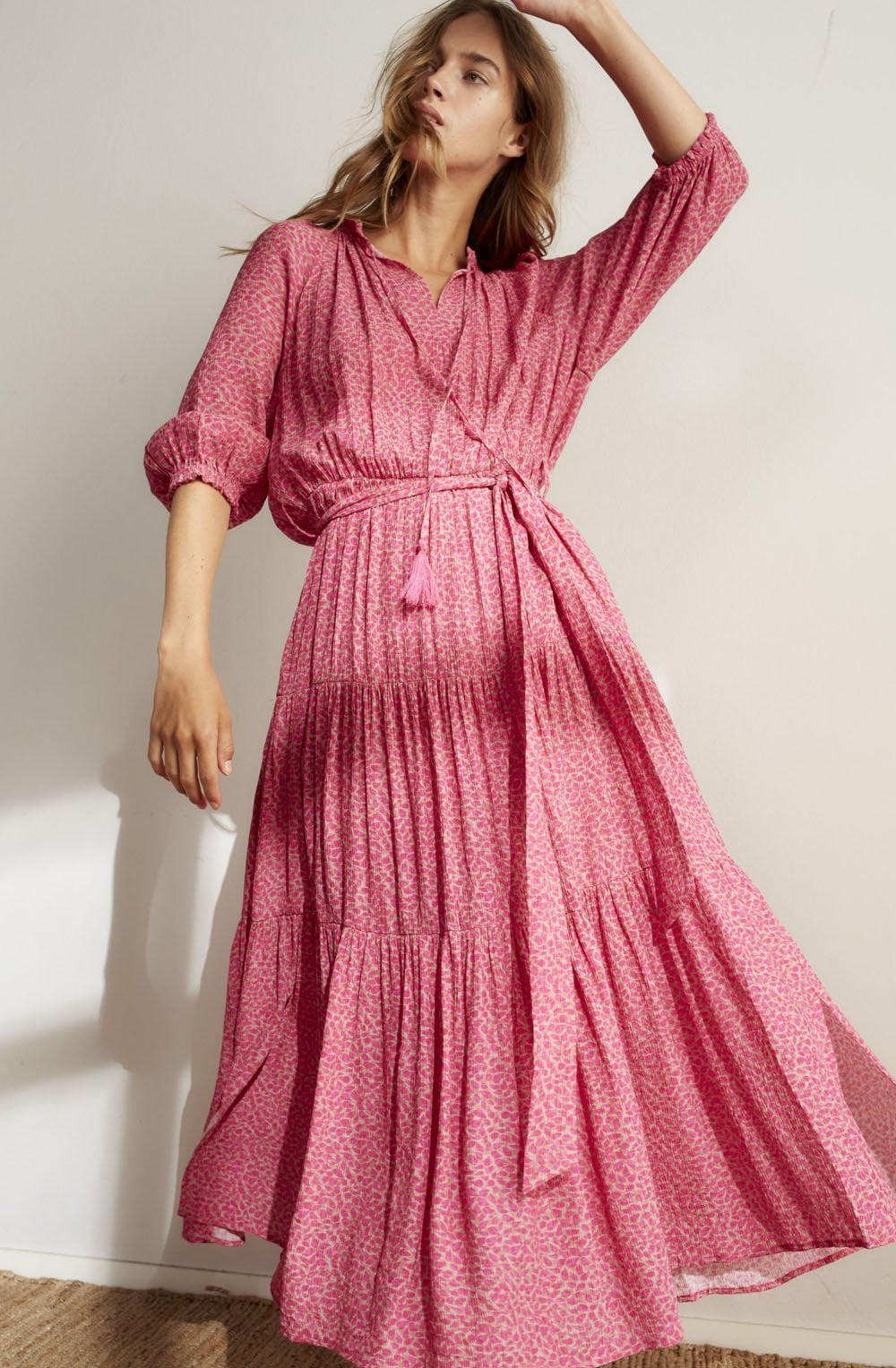 Pink Patterned Maxi Dress