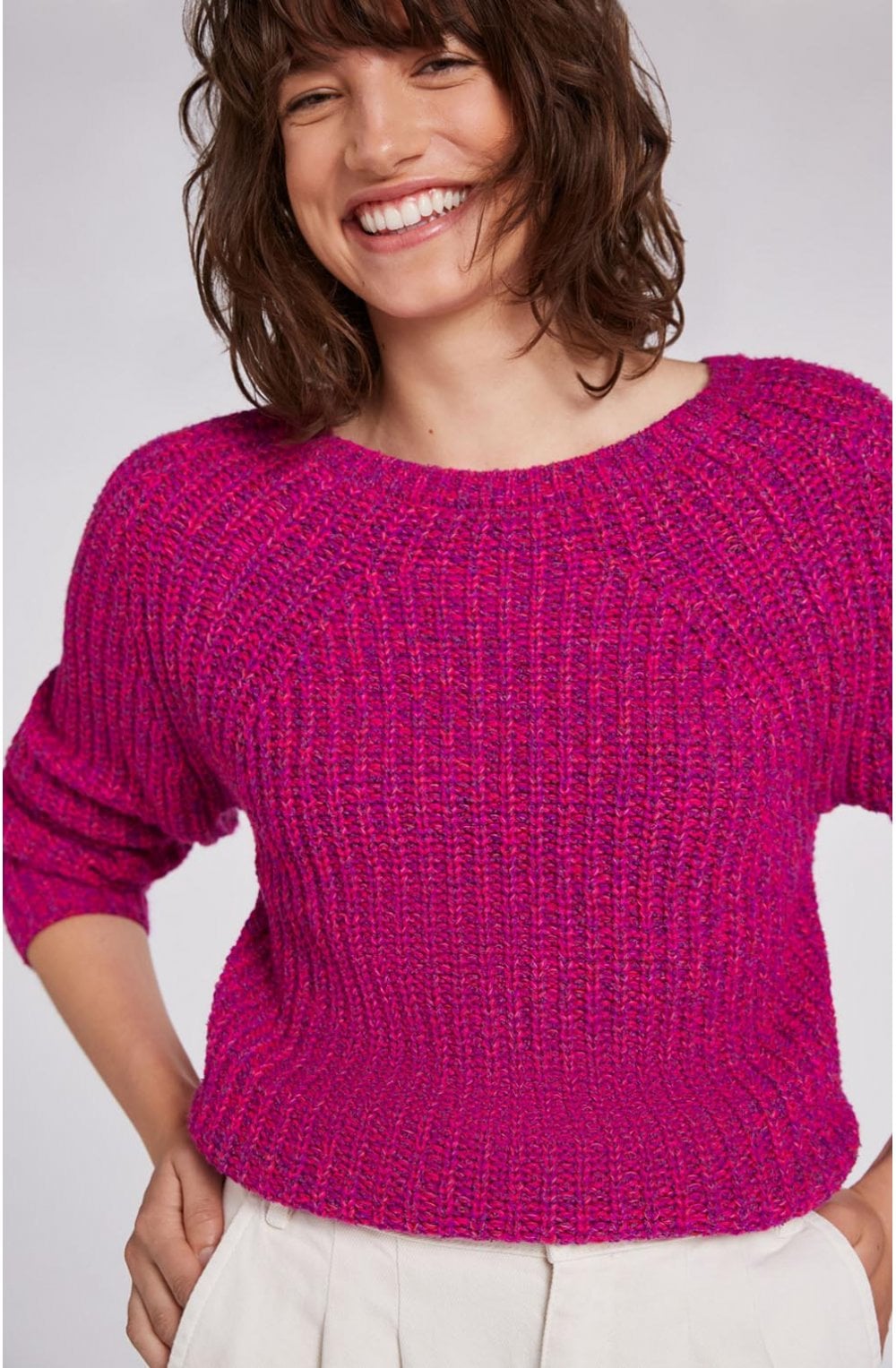 Pink Purple Ribbed Jumper