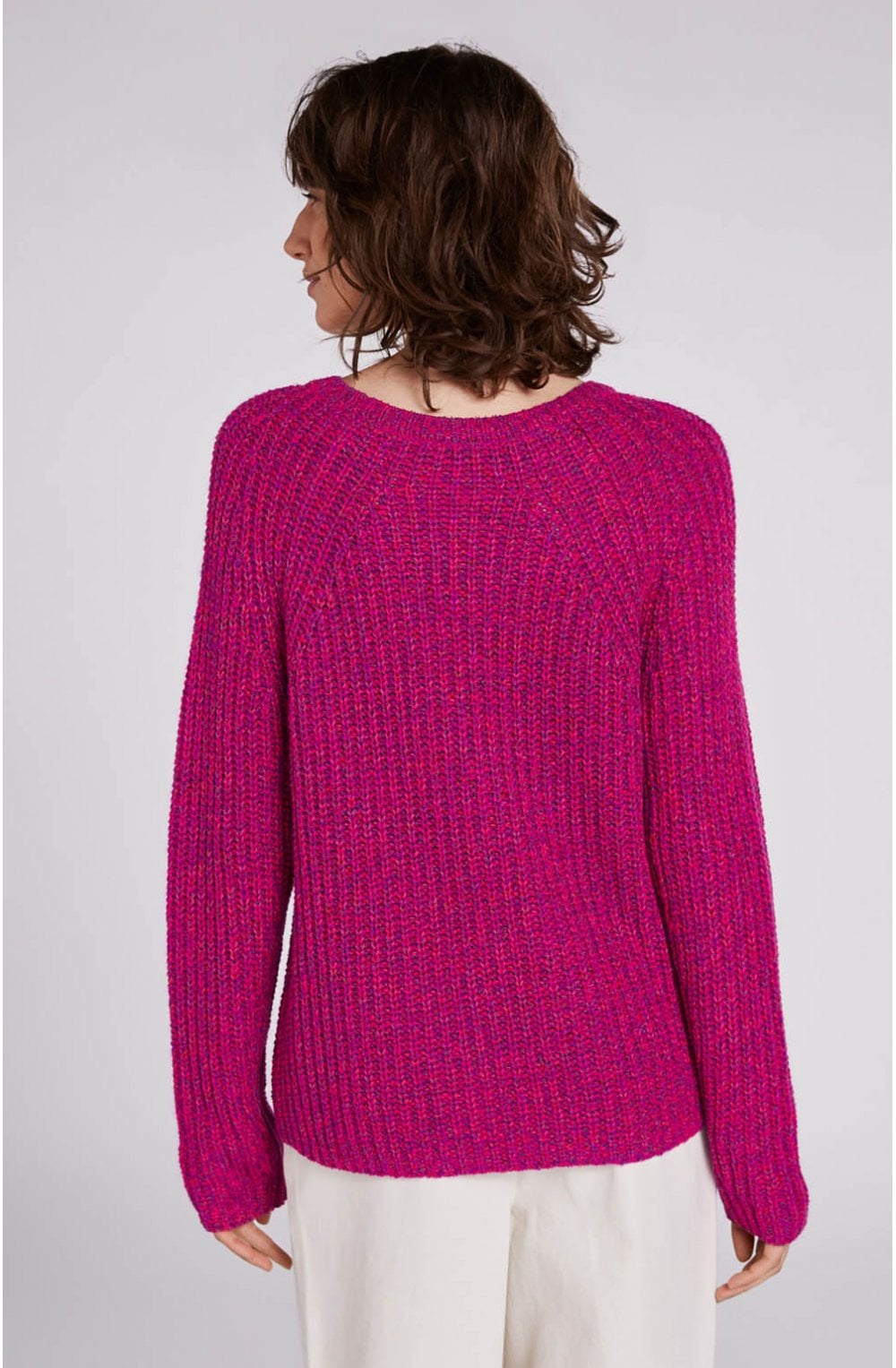 Pink Purple Ribbed Jumper