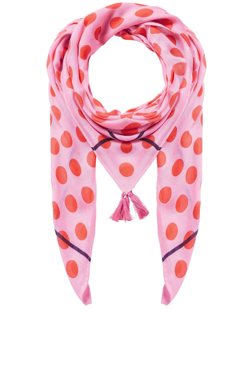 Pink & Red Spot Print Scarf