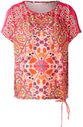 Pink Retro Drawstring Blouse