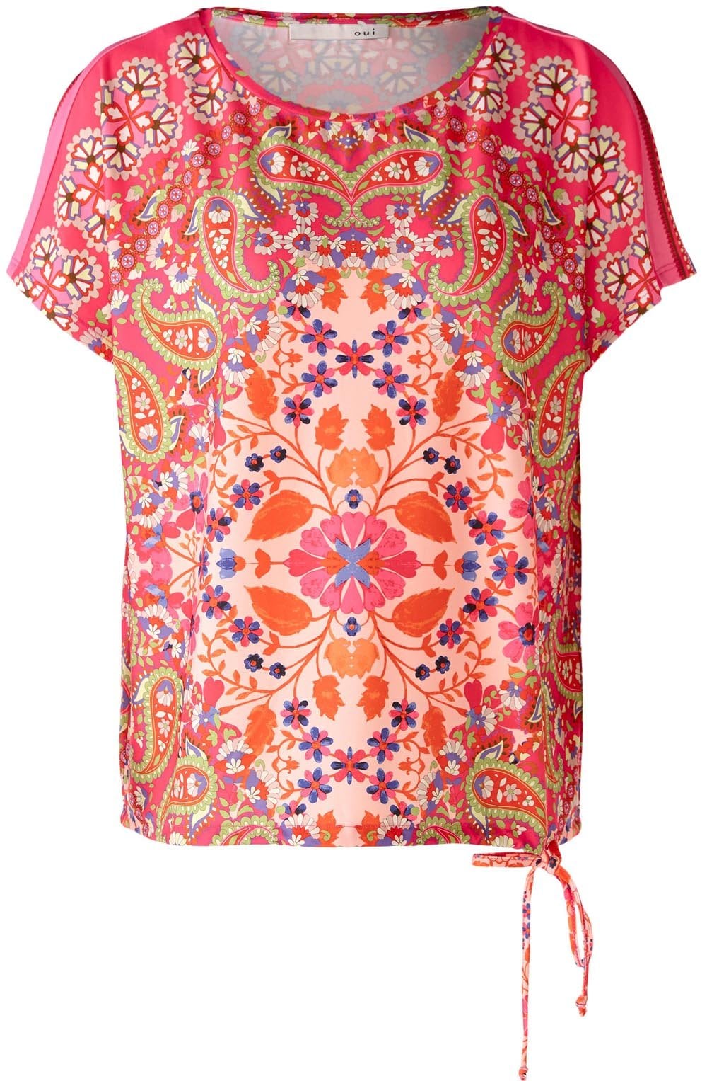 Pink Retro Drawstring Blouse