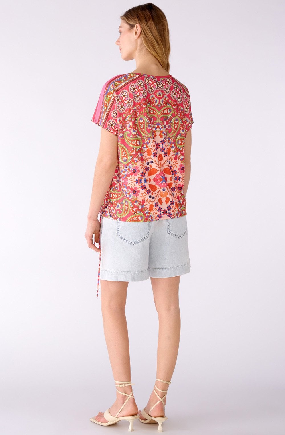 Pink Retro Drawstring Blouse
