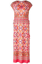 Pink Retro Print Jersey Maxi Dress