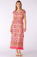 Pink Retro Print Jersey Maxi Dress