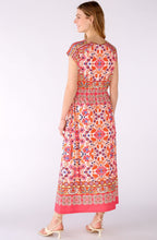 Pink Retro Print Jersey Maxi Dress