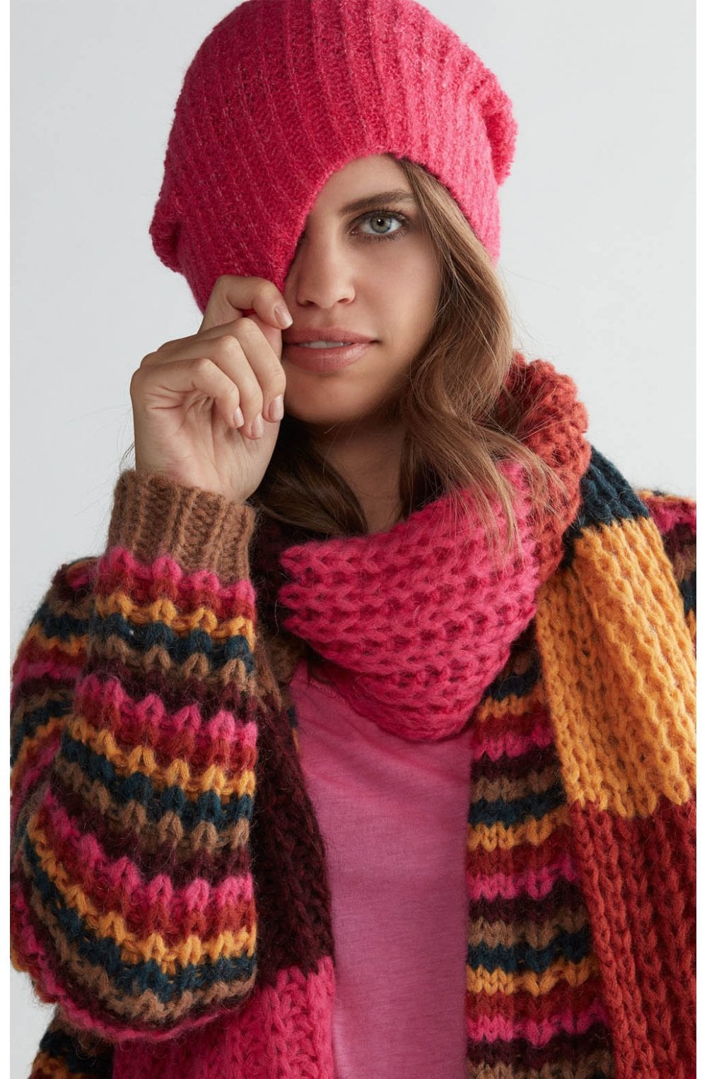 Pink Ribbed Knit Hat