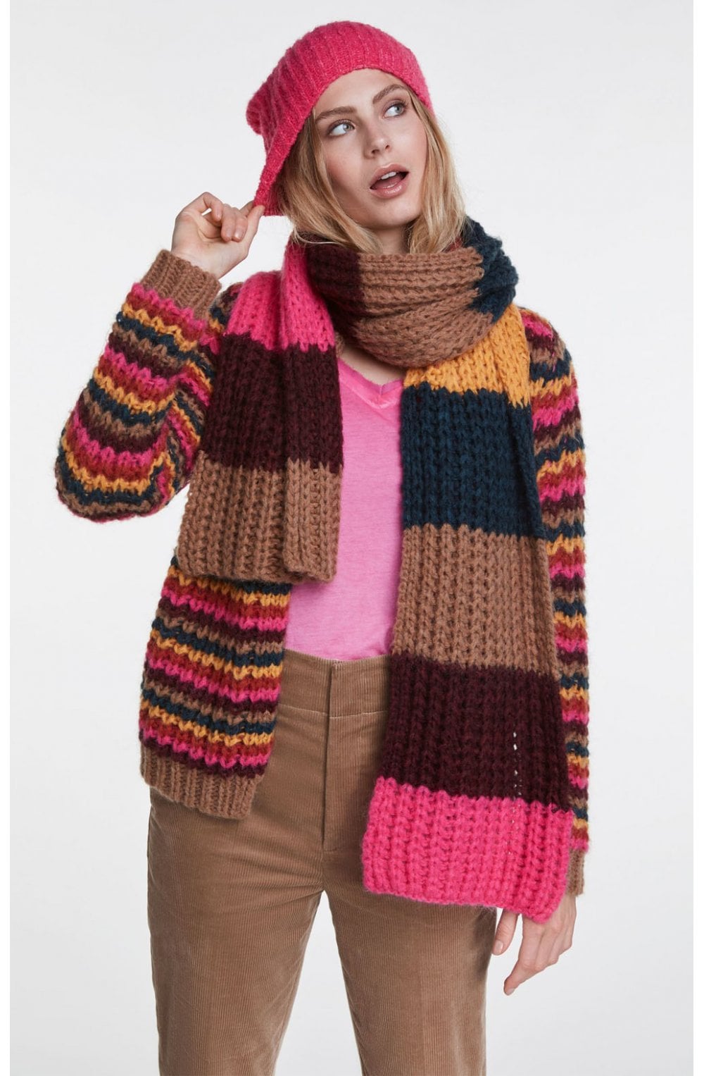 Pink Ribbed Knit Hat