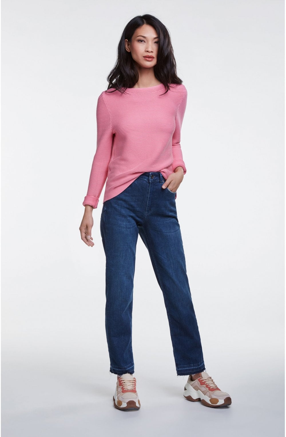 Pink Ribbed Knit Jumper