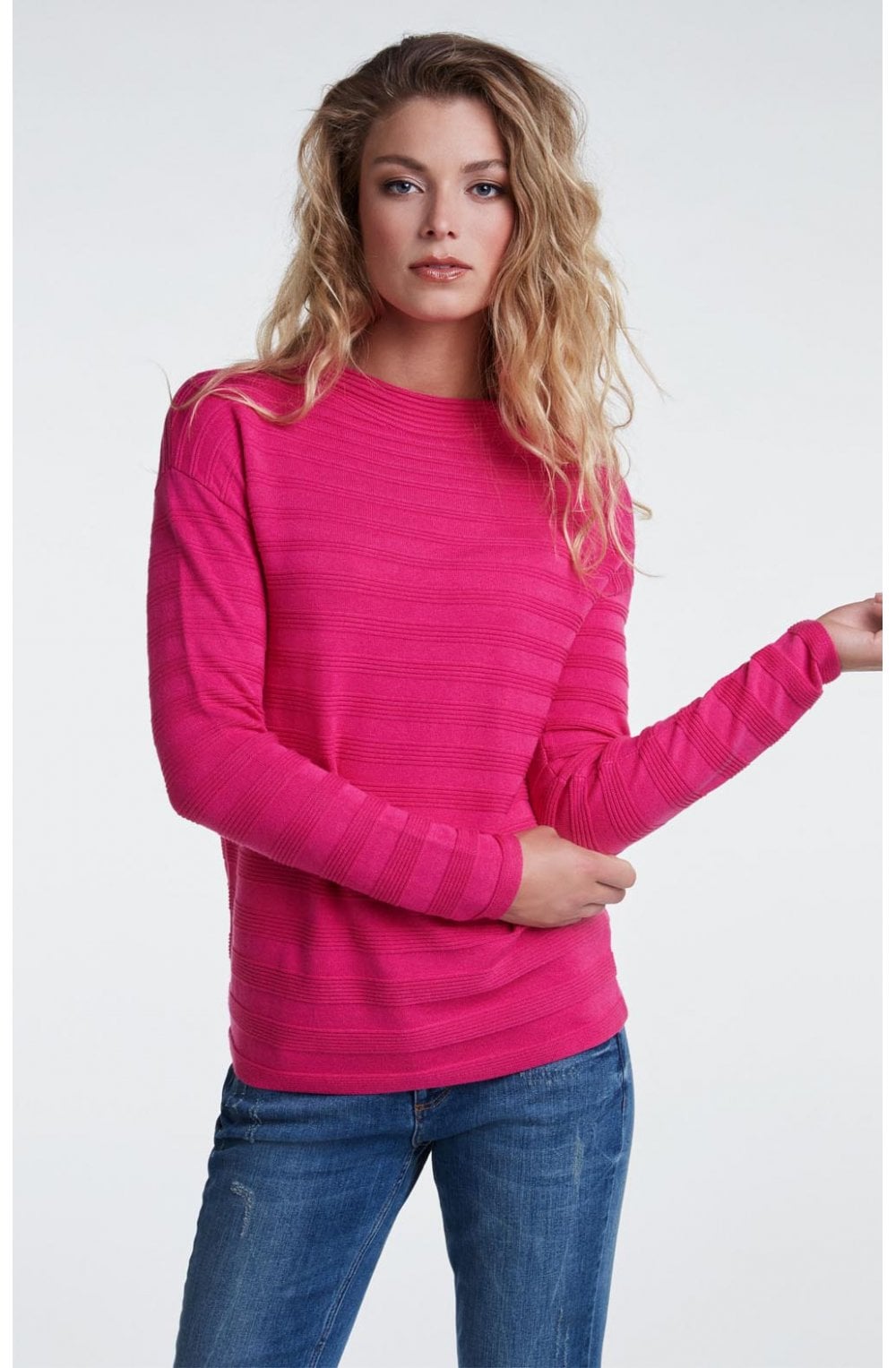 Pink Ribbed Knit Jumper
