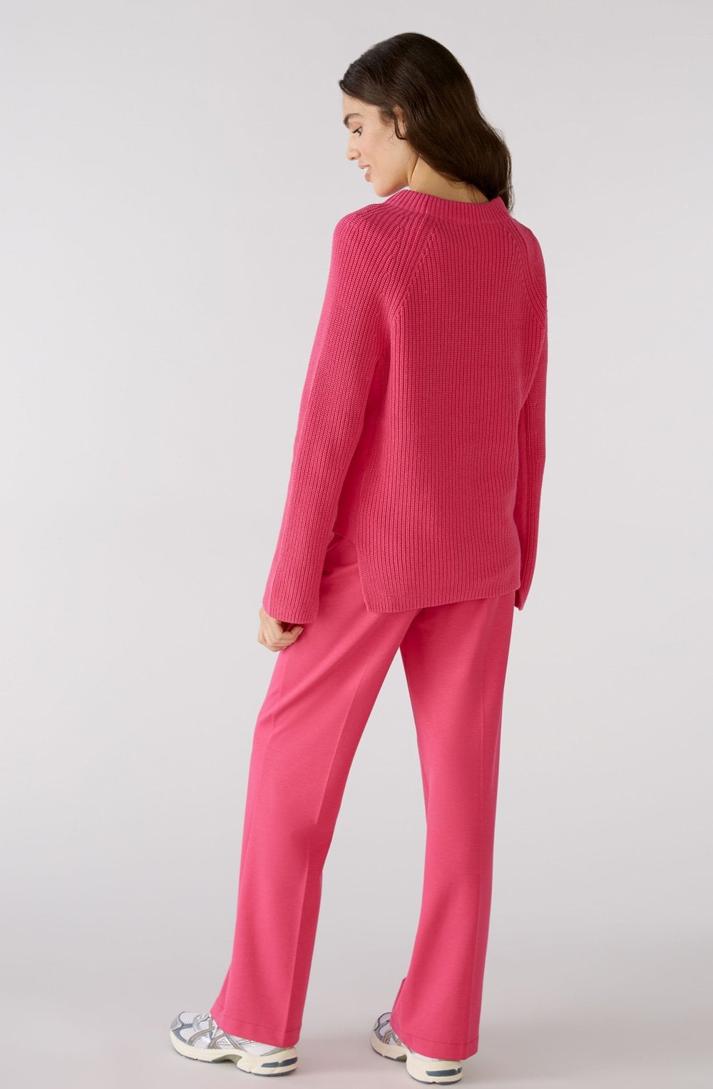 Pink Ribbed Knit Jumper With Zip Detail