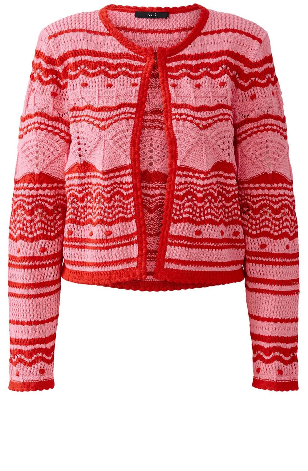 Pink Rose and Red Ajour Mix Cardigan