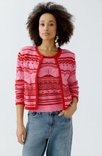 Pink Rose and Red Ajour Mix Cardigan
