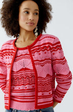Pink Rose and Red Ajour Mix Cardigan