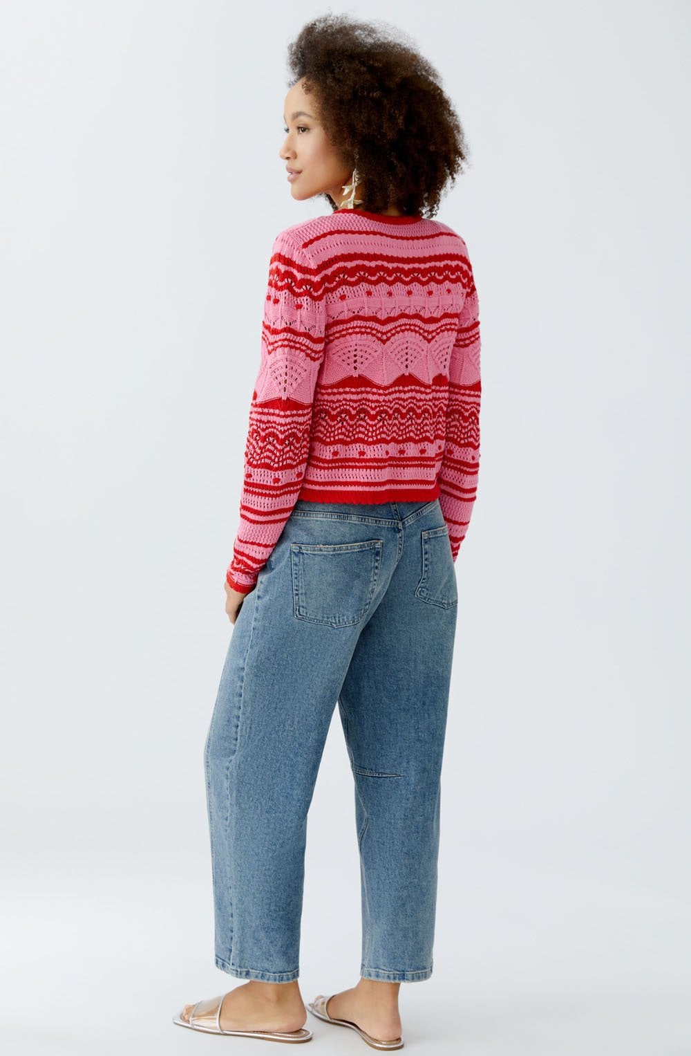 Pink Rose and Red Ajour Mix Cardigan