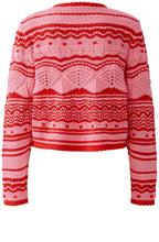 Pink Rose and Red Ajour Mix Cardigan