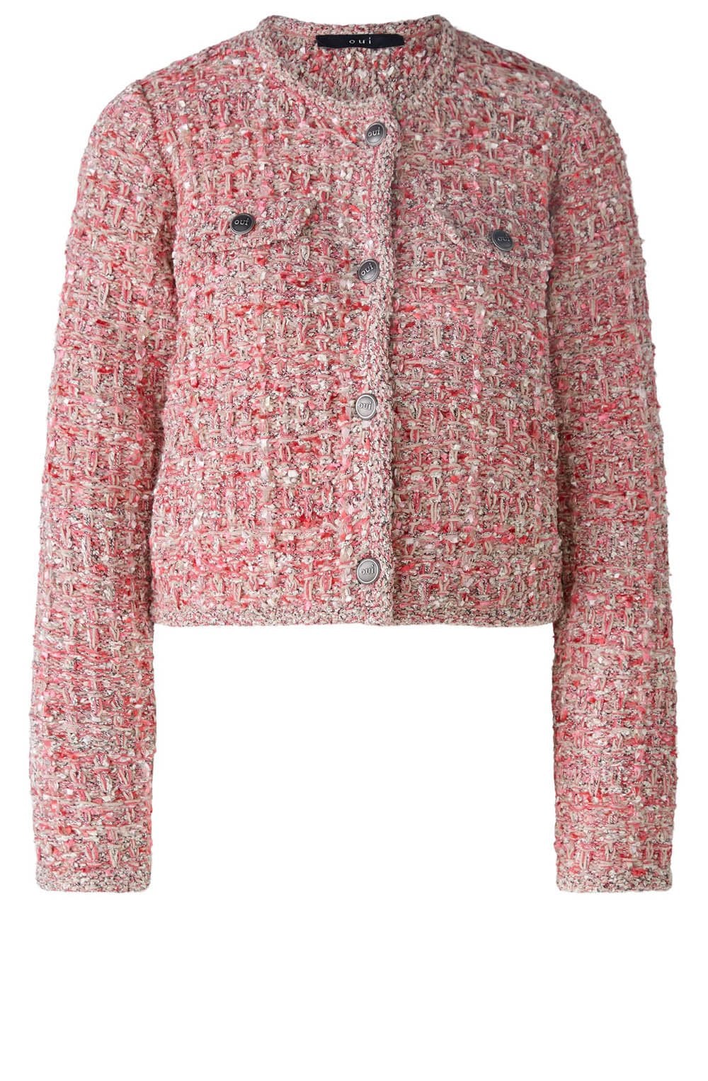 Pink Rose Boucle Yarn French Style Cardigan
