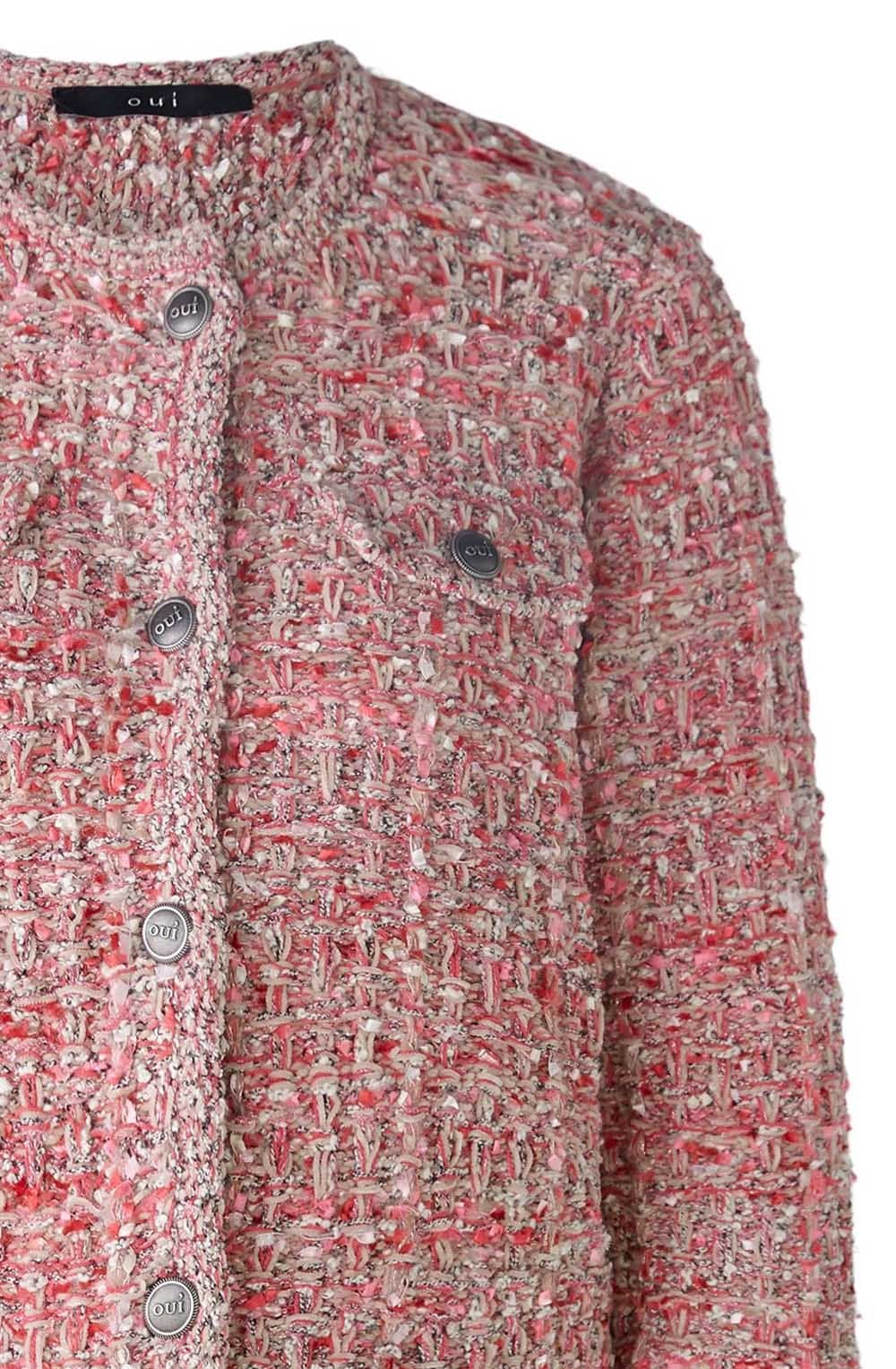Pink Rose Boucle Yarn French Style Cardigan