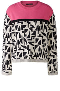 Pink Rose Colour Block Jacquard Jumper