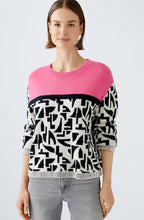 Pink Rose Colour Block Jacquard Jumper