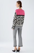 Pink Rose Colour Block Jacquard Jumper