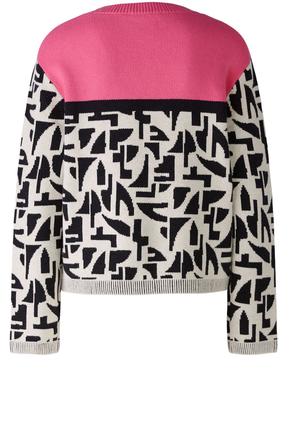 Pink Rose Colour Block Jacquard Jumper
