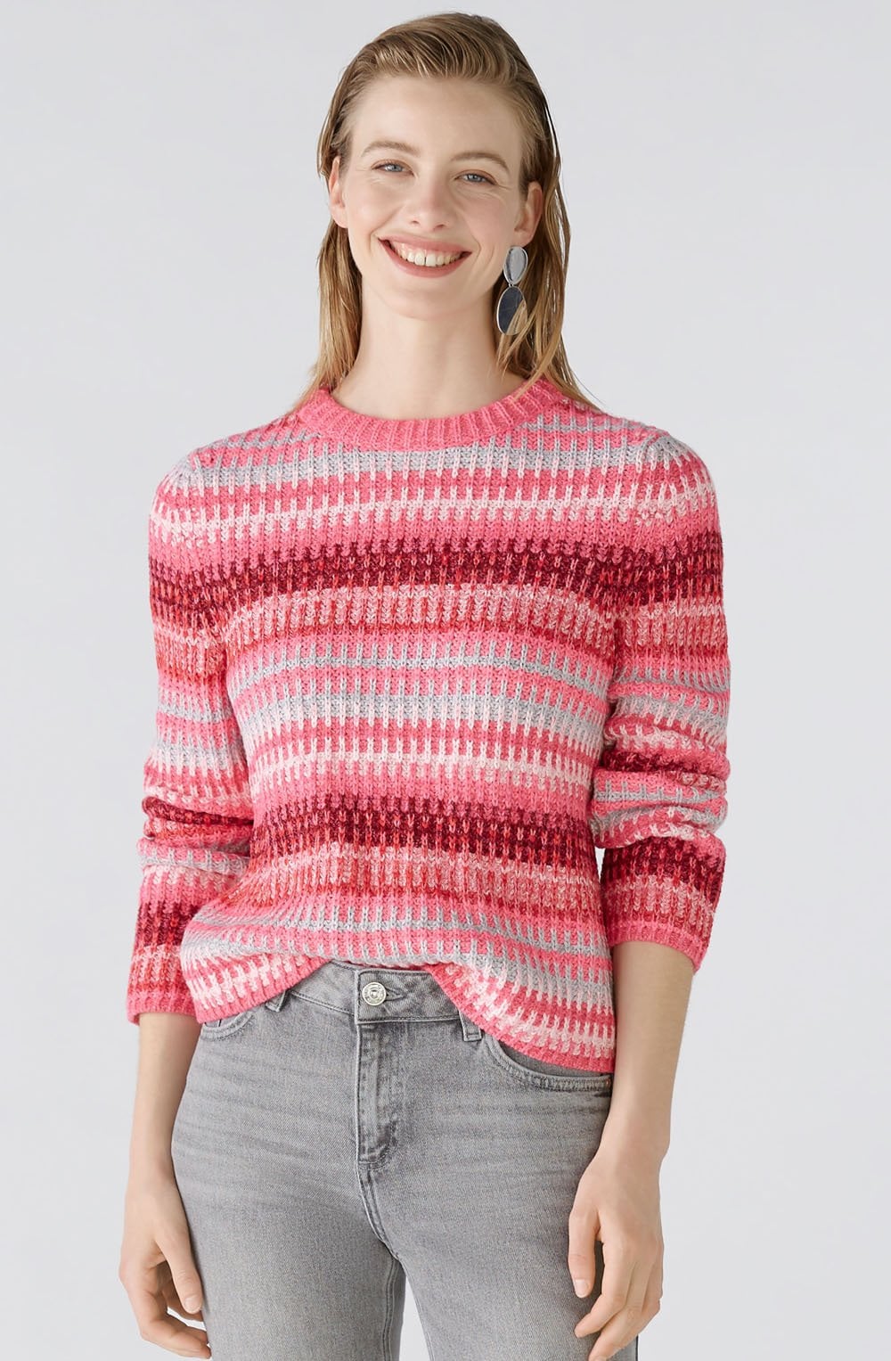 Pink Rose Jacquard Stripes Jumper