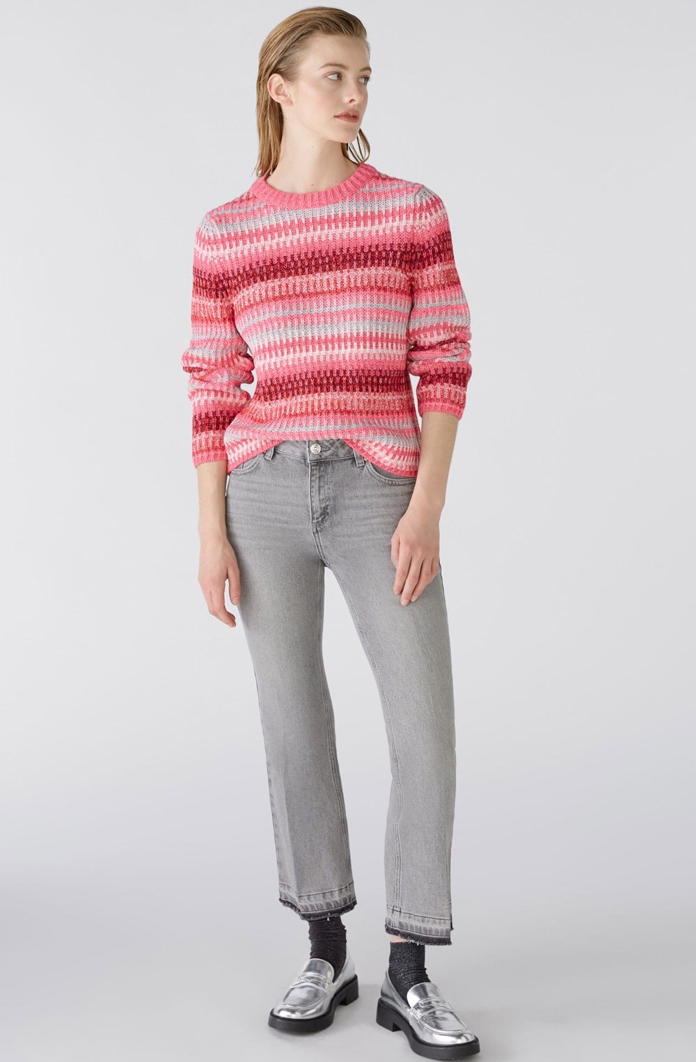 Pink Rose Jacquard Stripes Jumper