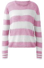 Pink Striped Linen Knit Pullover