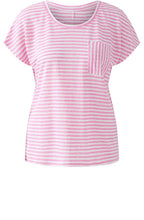 Pink Striped Patch Pocket Linen T Shirt