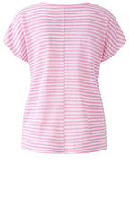 Pink Striped Patch Pocket Linen T Shirt