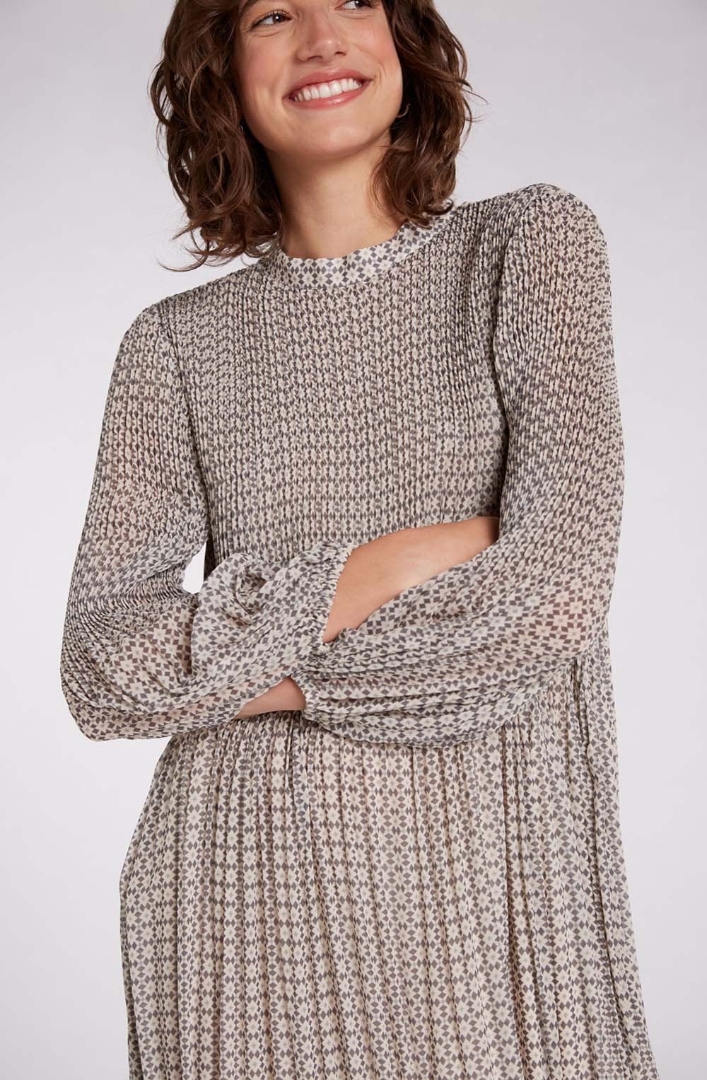 Pleated Patterned Dress