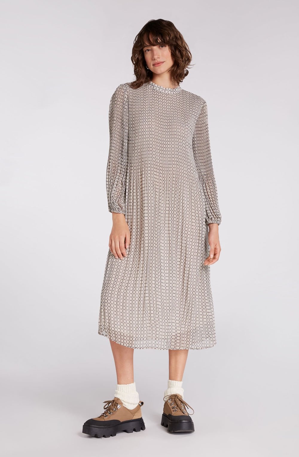 Pleated Patterned Dress