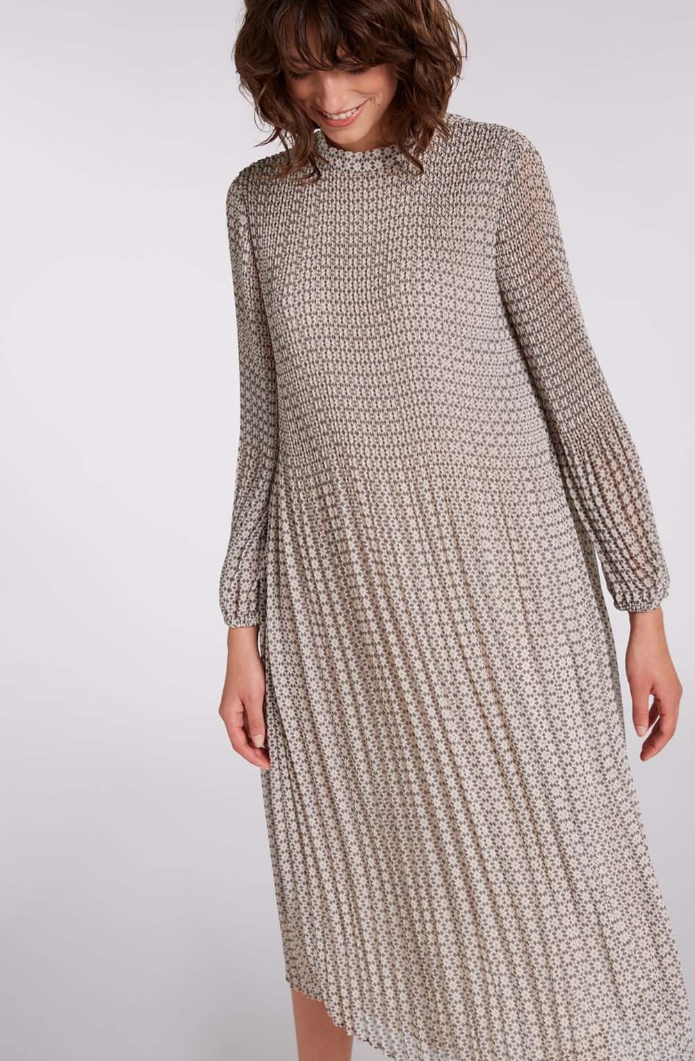 Pleated Patterned Dress