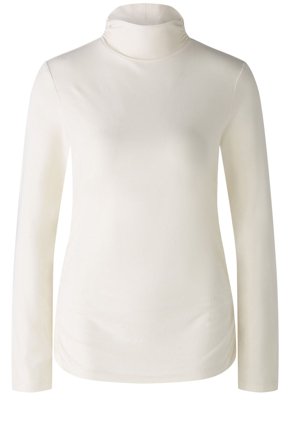 Pristine Cream Ruched Detail Turtle Neck