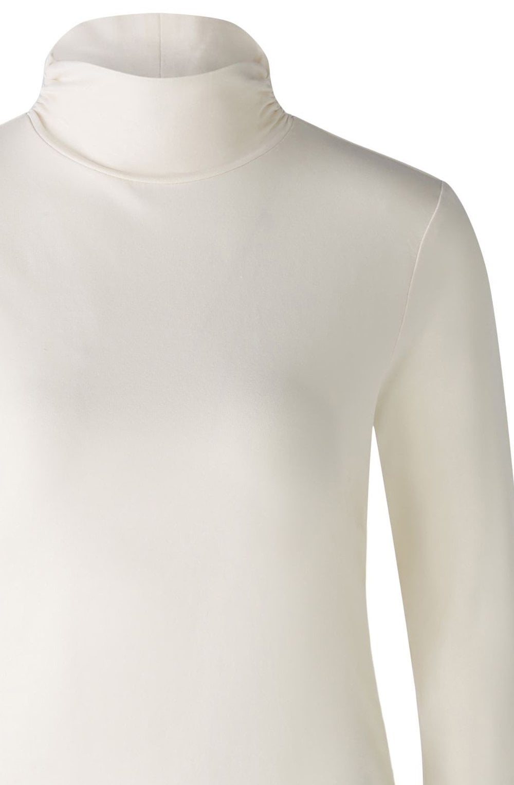 Pristine Cream Ruched Detail Turtle Neck