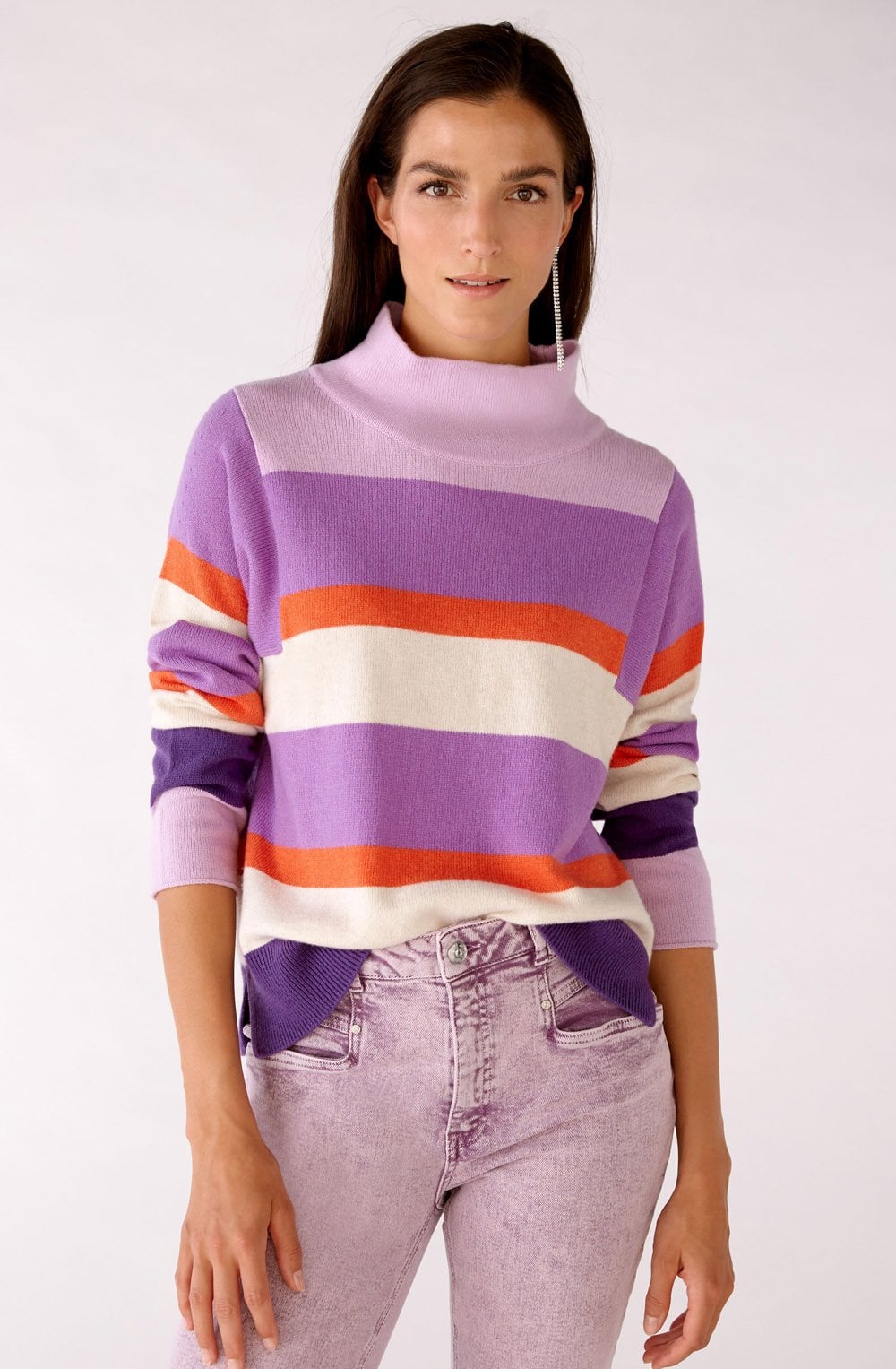 Purple and Orange Colour Block Jumper
