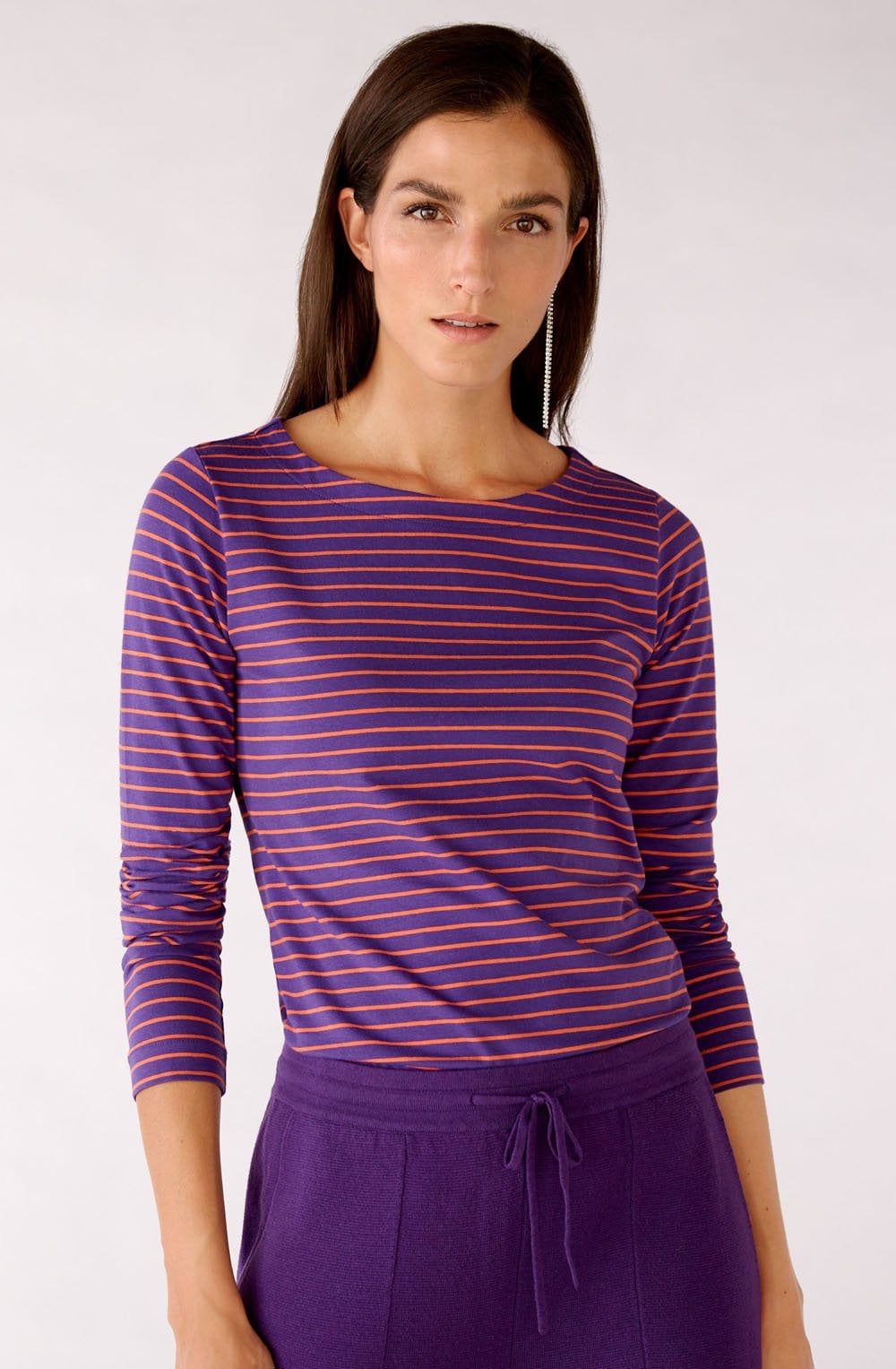 Purple and Orange Striped Jersey Top
