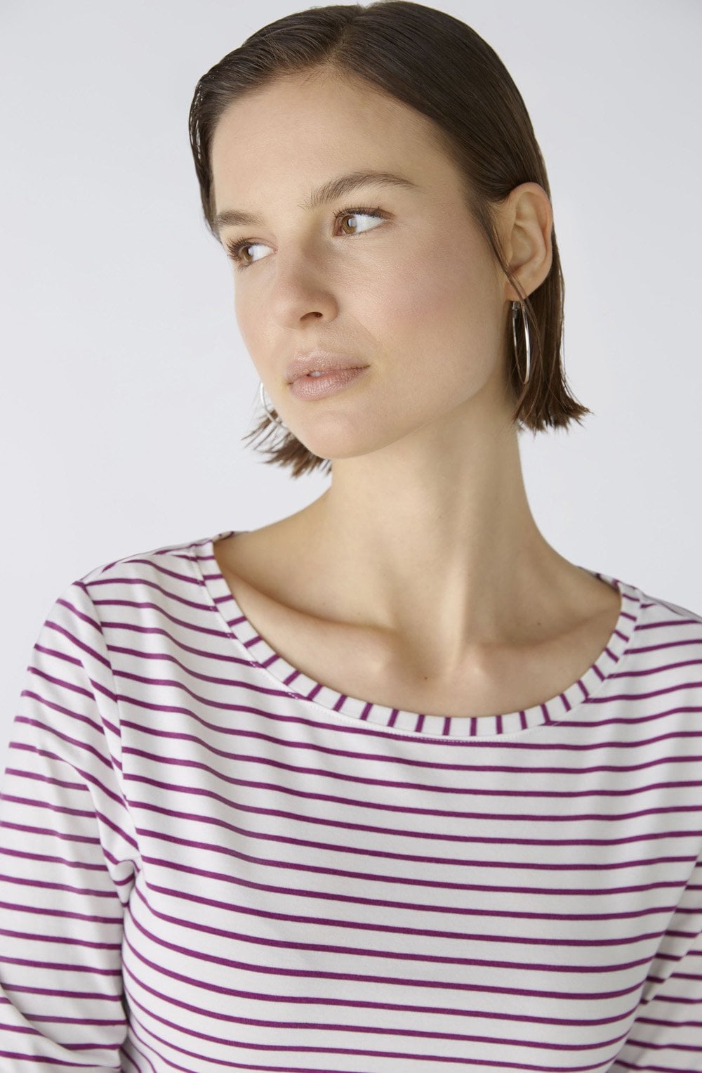 Purple and White Stretch Jersey Top